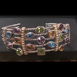 Sterling Silver and Semi Precious Stones Bangle